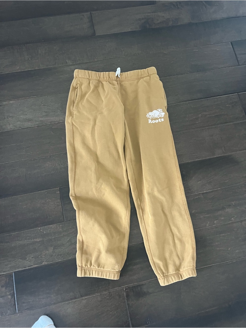 Roots Kids Camel/Tan Sweatpants with White Logo